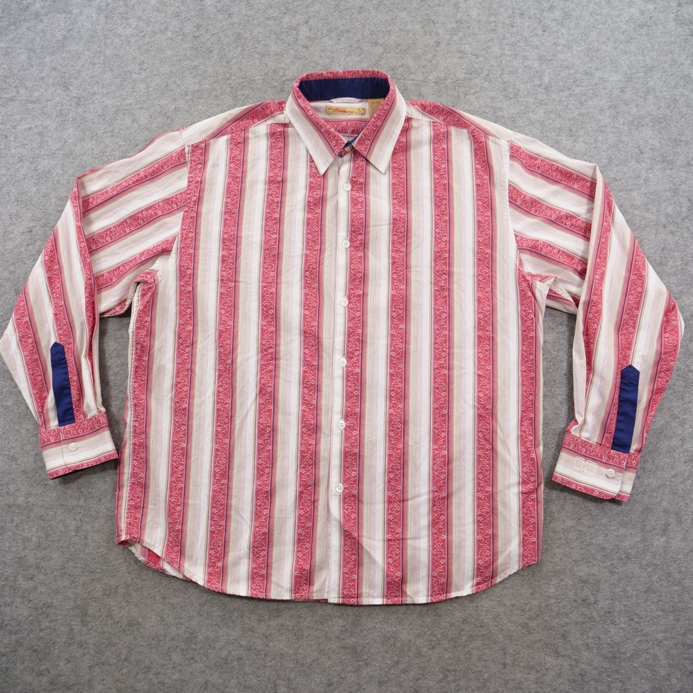 The Havanera Co Shirt Mens Extra Large Red Striped Long Sleeve Button Down